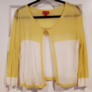 ELLE Yellow & White Lightweight Shrug Cardigan Medium